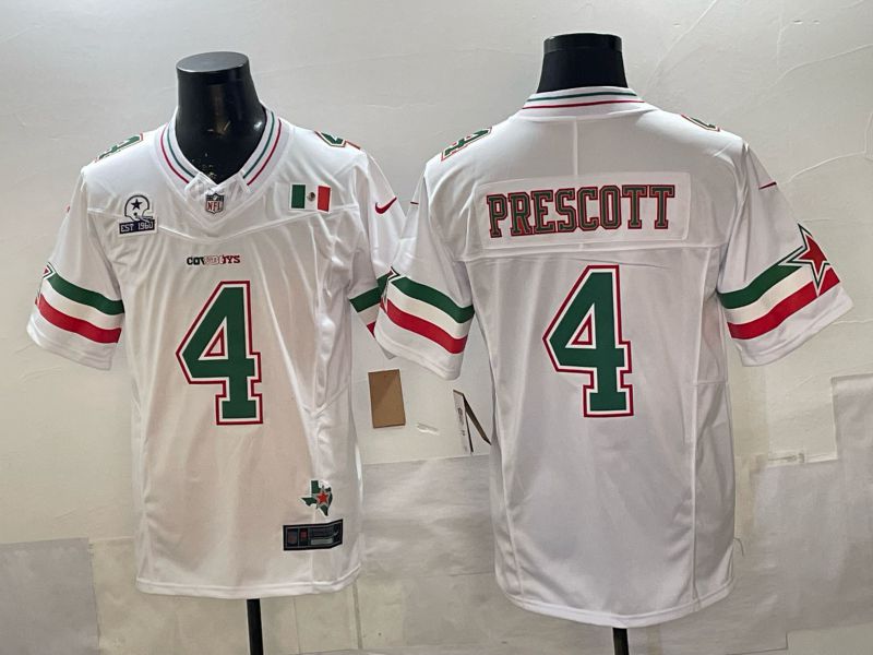 Men 2026 Dallas Cowboys #4 Prescott White 3th generations Nike Limited NFL Jersey style 03